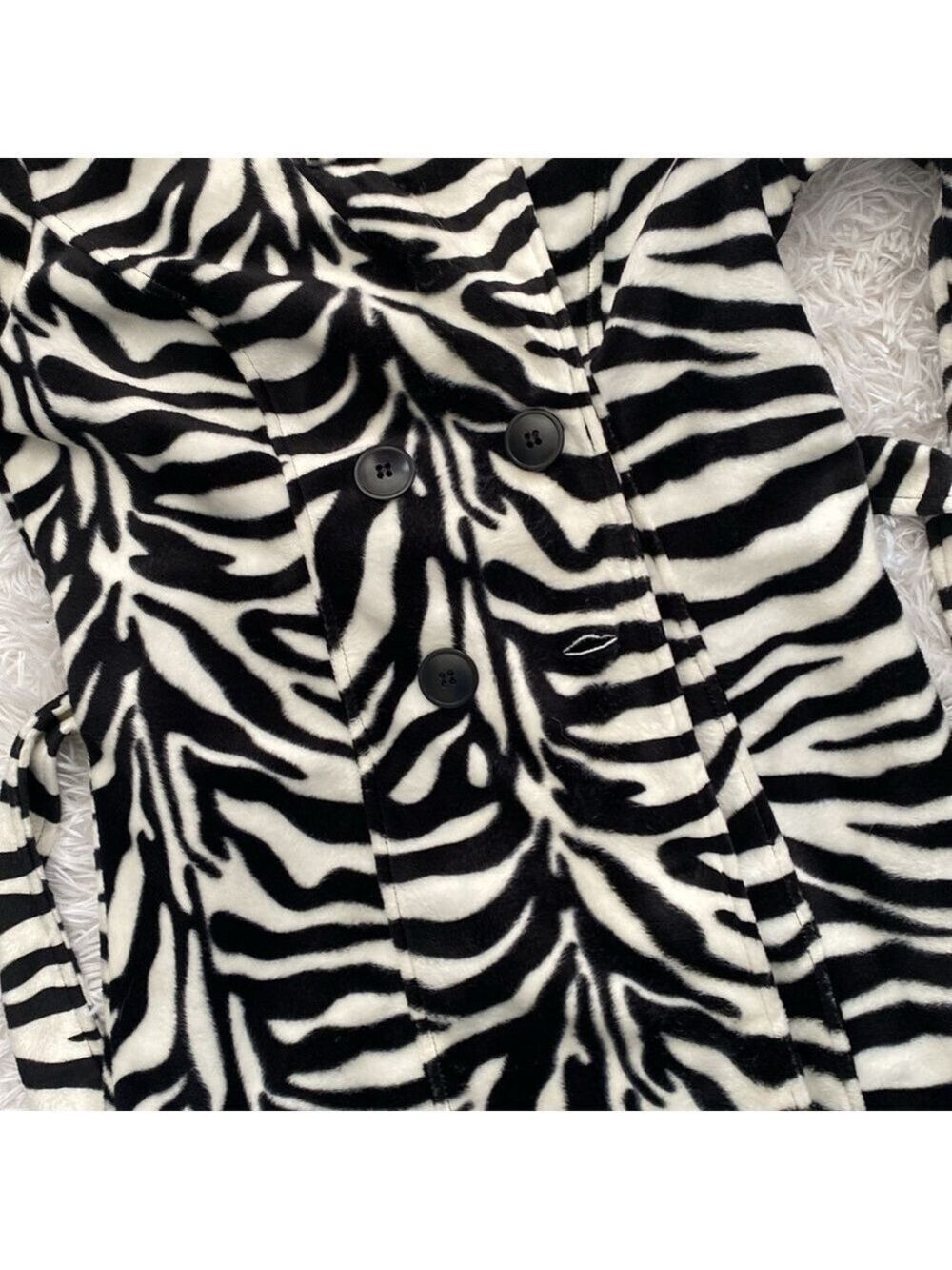 NWOT heart soul zebra lux faux fur zebra trench coat - Picture 15 of 15